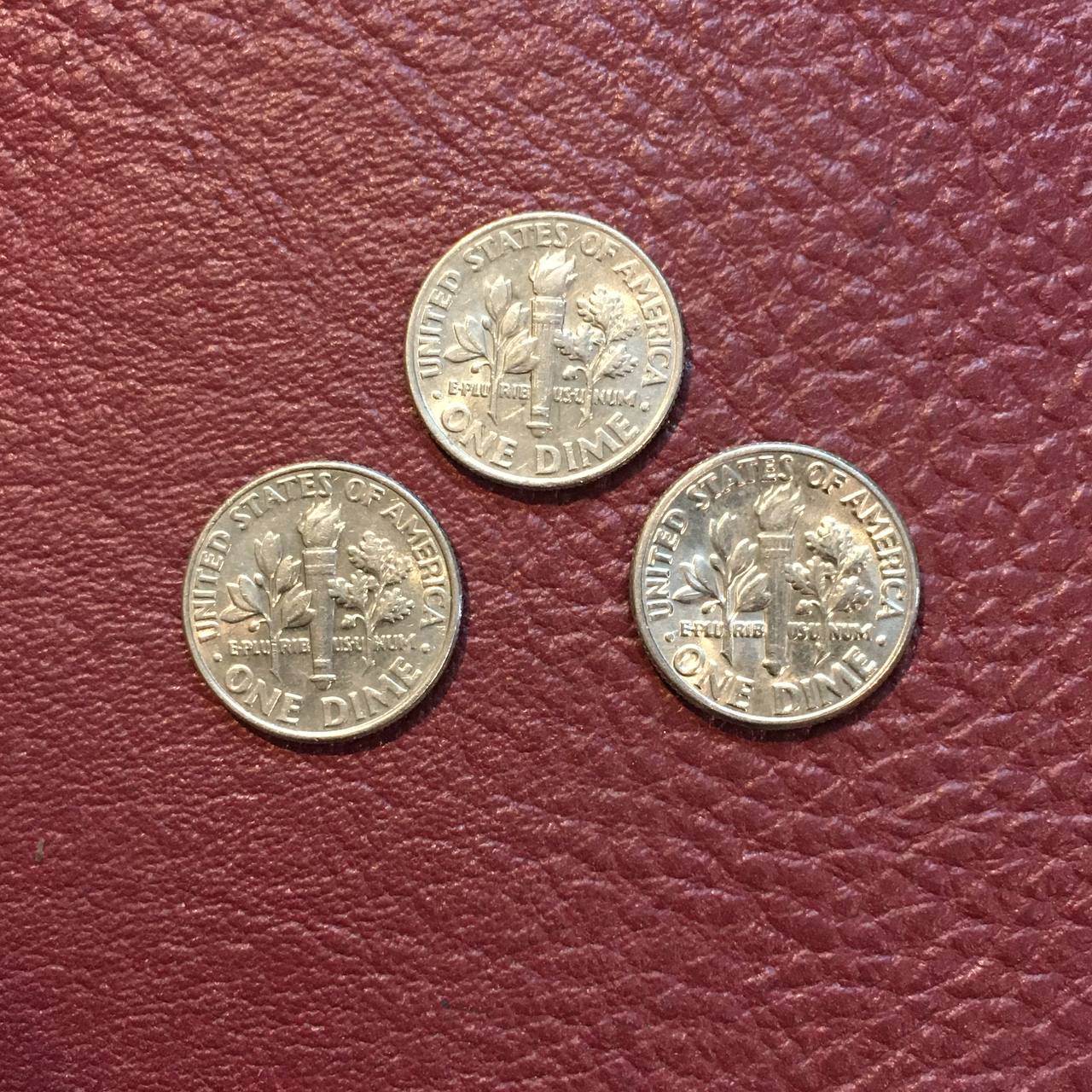 سه قطعه سکه وان دایم امریکا با تصویر فرانکلین روزولت