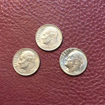 سه قطعه سکه وان دایم امریکا با تصویر فرانکلین روزولت