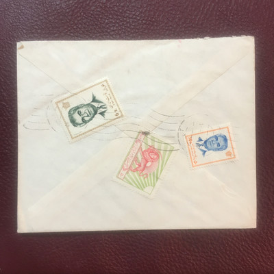 پاکت پستی دوره پهلوی به سه قطعه تمبر ارزشمند
